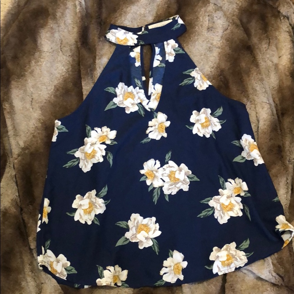 High neck floral top.